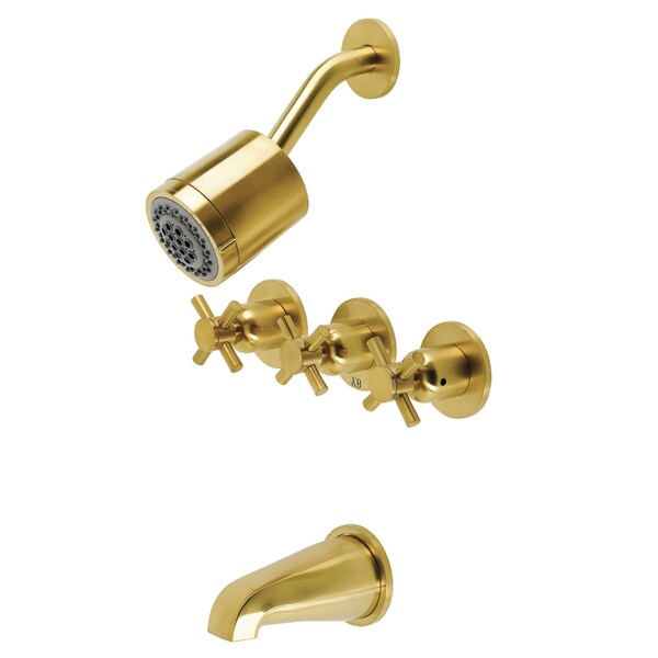 Tub and Shower Faucet, Brushed Brass, Wall Mount